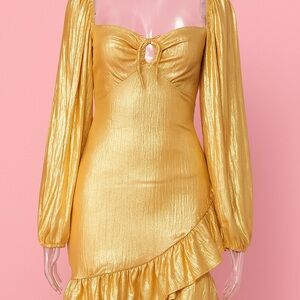 Radiant Gold Long Sleeve Dress